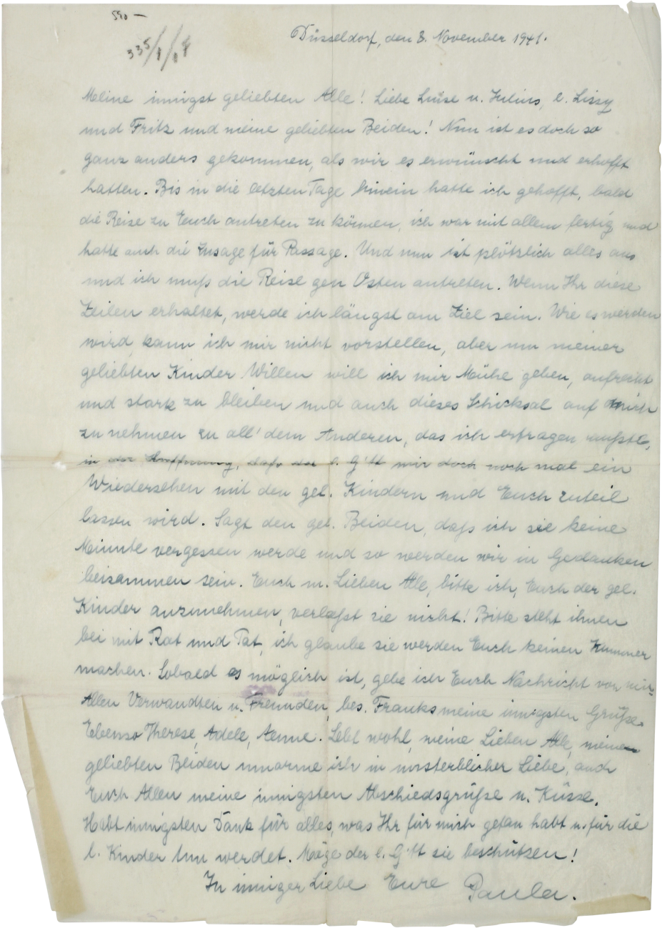 Der letzte Brief von Paula Bernhard, 1941